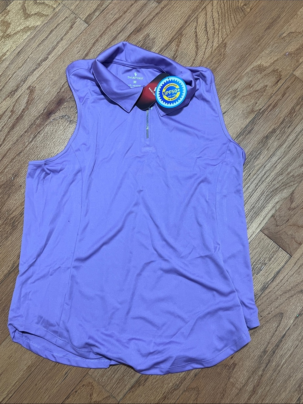 Santiny Sleeveless Polo Tank Top in Lavender